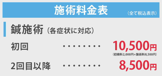 鍼施術の料金