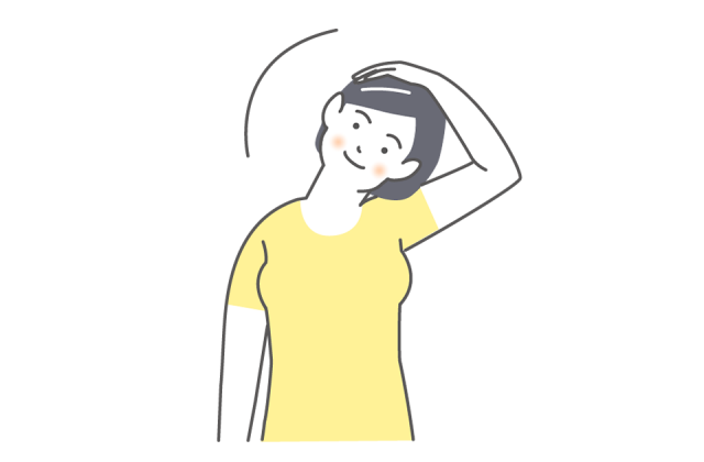 自身の首をマッサージする女性